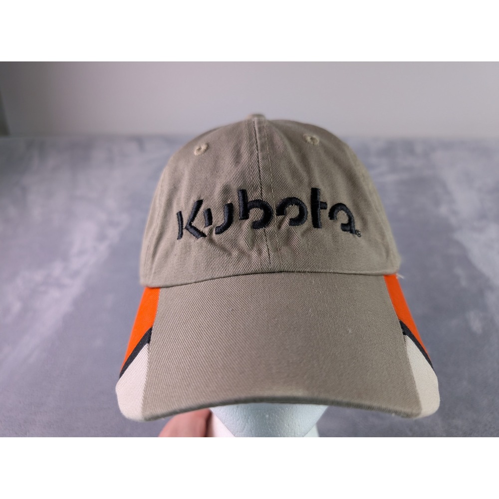 Kubota Tractor Hat K-Products Tan Orange Colorblock Cotton Baseball Cap Men OSFM